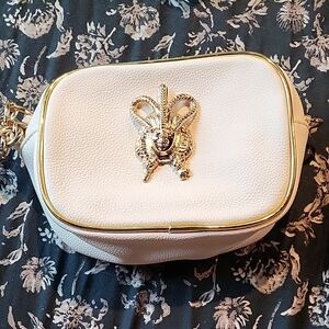 Elegant Pink Crossbody Bag with Gold Accents